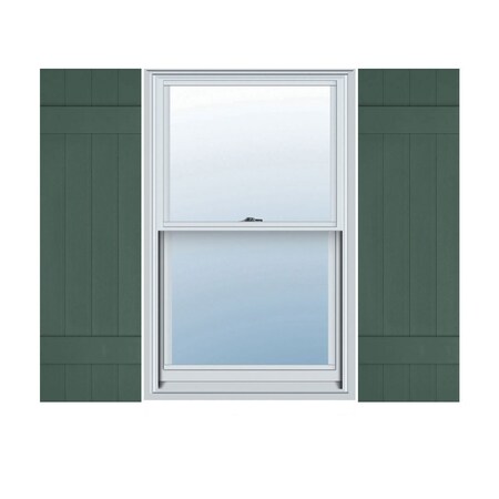 Ekena Millwork 14-in. W x 51-in. H Lifetime Vinyl, Four Board Joined, Board-n-Batten Shutters, Forest Green, PR LJ4S14X05100FG